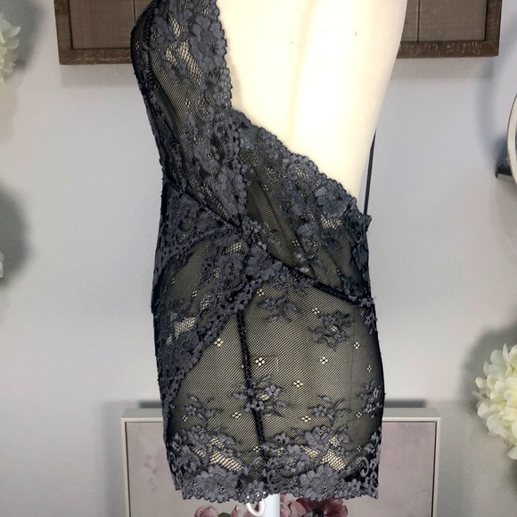 NWOT! Free People Intimately black & silver lace one piece. Sz XS - Picture 6 of 7